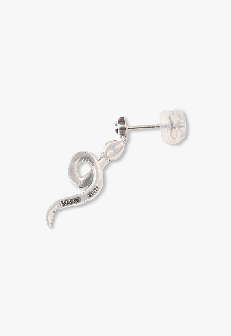 Silver Peridot Snake Motif Earrings