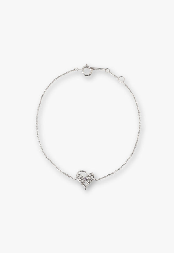 Heart butterfly motif bracelet
