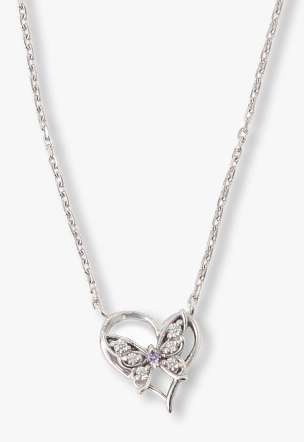 Heart Butterfly Motif Necklace